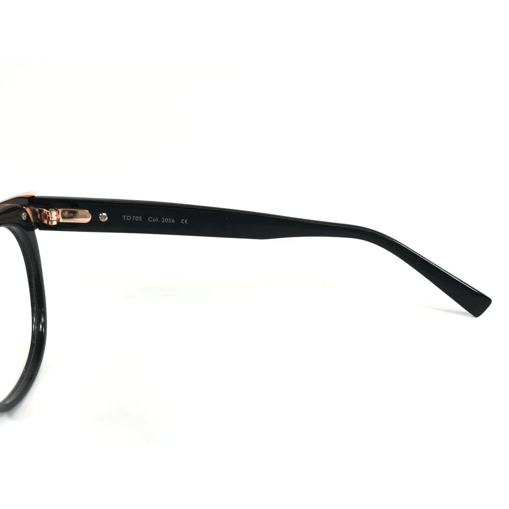 Tom Davies Eyeglasses Frames TD705 Col. 2056 Shiny Black Polished Gold 51-17-140